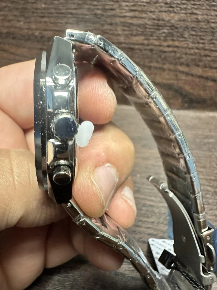 Curren Chronograph Watch Mens Silver Stainless Steel Black Dial Octagonal Case - Image 4 of 4