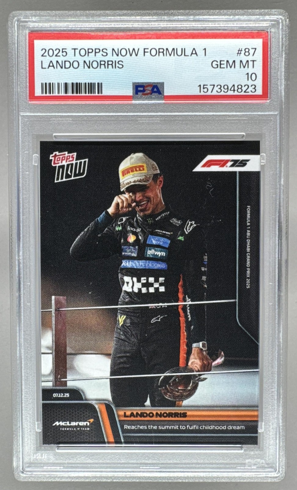 157394823 Lando Norris 2025 Topps NOW F1 #087 PSA 10 view 1