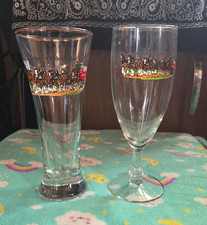Budweiser Clydesdales Clear Painted Decorative Beer Glasses 2-Piece Set