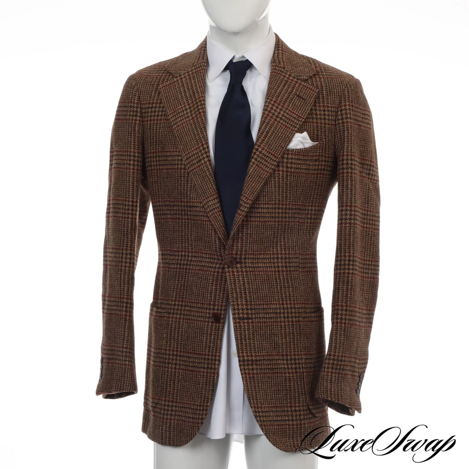 LNWOT Sartoria Carrara NMWA Brown Multi Prince of Wales Shaggy Tweed Jacket 52 L - Image 2 of 4
