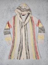 Venus Cardigan Sweater Womens Small Hooded Open Front Pockets Elan FA16