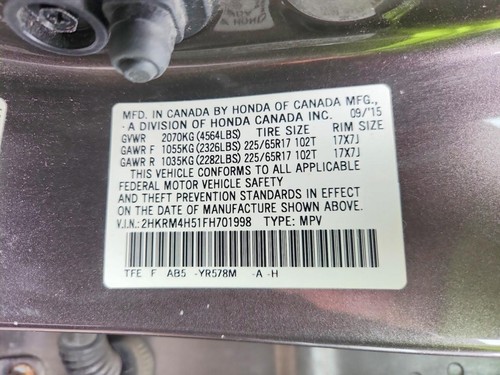 Used Wheel fits: 2015 Honda Cr-v 17x7 alloy twisted spoke Grade B - Picture 15 of 24