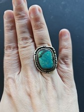 925 Sterling Silver Turquoise Ring Size 5.5 Southwestern Vintage Rope