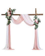 Uimoso Artificial Wedding Arch Flowers Kit with Drapes Kit Deluxe White Pink