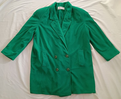 Vintage Beau Brem Coat Womens Green Wool Lined Size Med Union Made in USA 60s
