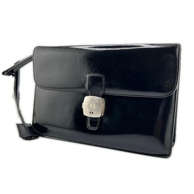 Dunhill D-Mark Schwarz/Silber Herren Clutch Tasche Vintage Luxus Gebraucht