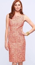 Talbots Pink Orange Red Tweed Sheath Dress Women’s Size 8 NWT