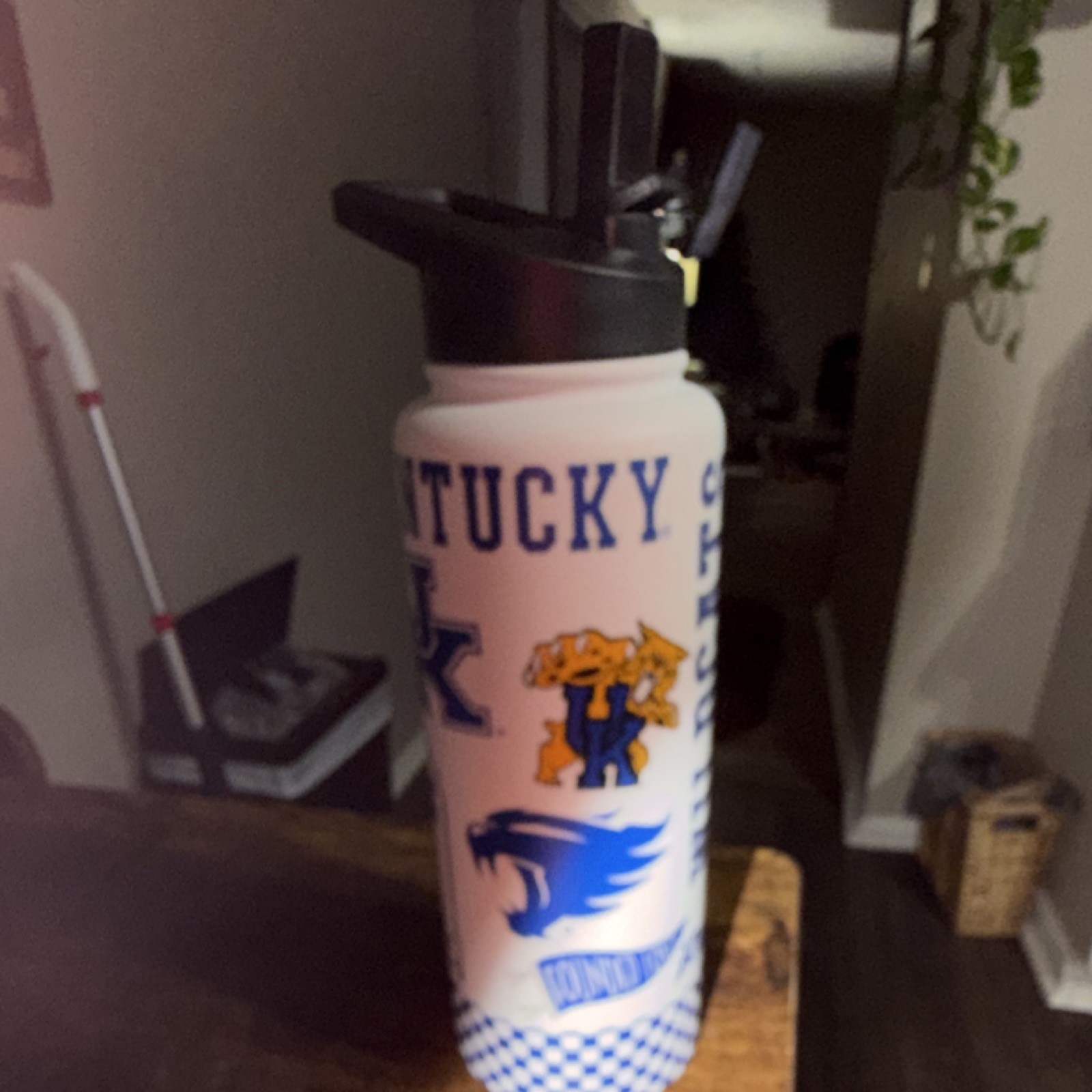 Kentucky Wildcats Sports Water Bottle 32oz Flip Straw White Blue Black