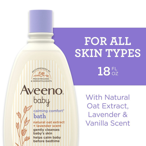 Aveeno Baby Nighttime Bath, Body & Hair Wash Lavender and Vani 18 Floz (12 Pack)