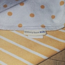 Pottery Barn Kids Polka Dot Stripe Baby Blanket Orange  White Reversible