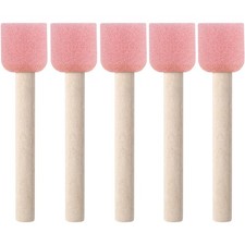 5 Pcs 0.7'' Foam Paint Brushes Round Sponge Painting Brushes Pink Wood Handle