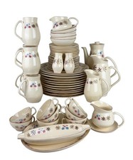 Franciscan Larkspur 56 Pc Dish Set Plates Bowls Grandmugs Cups Platter S&P etc.