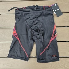 TYR Youth Boy's Durafast Elite Swimsuit Jammer Black/Burgundy Sz 26 NEW