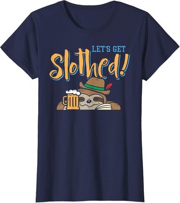 Oktoberfest Lets Get Slothed German Sloth Beer Ladies' Crewneck T-Shirt