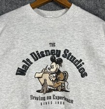 VINTAGE 90s Walt Disney Studios Sweatshirt M Film Gray Crewneck USA Art Drawing