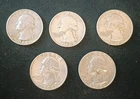 1964 Washington Quarters 90% Silver 4 Denver & 1 Philadelphia Lot Of 5