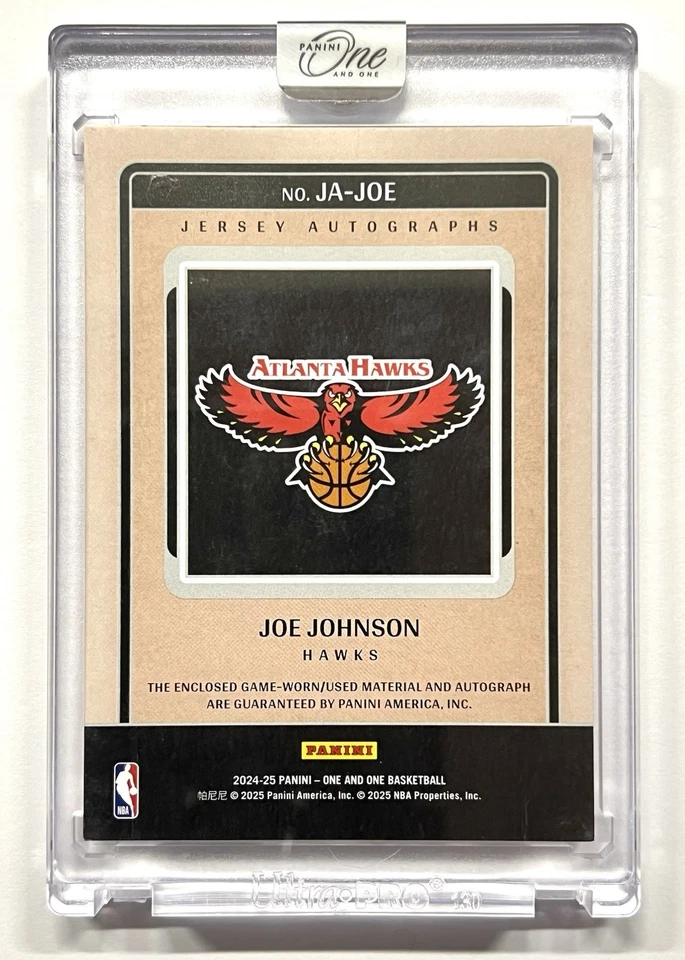 Camiseta deportiva autógrafa Panini One And One - Joe Johnson usada en juegos 2024-25/99 Hawks Foto 3 de 4