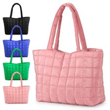 Large Women Puffer Tote Bag Quilted Puffy Handbag Shoulder Bag Down Underarm Bag