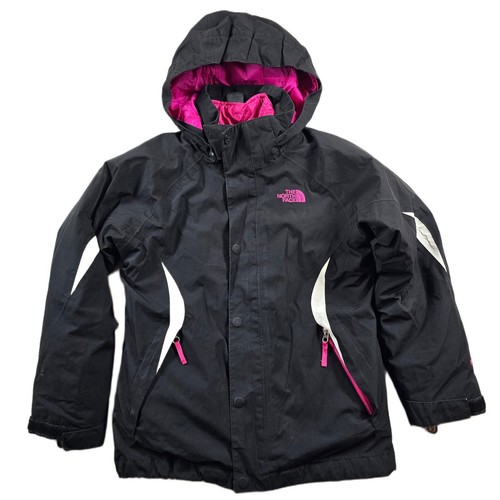 The North Face Triclimate Jacket Girls Small 7/8 Black Pink HyVent Shell Systems