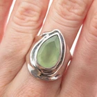 HAGIT GORALI 925 Sterling Silver Vintage Israel Prehnite Modernist Ring Size 7