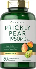 Prickly Pear 1950mg | 180 Capsules | Nopal Cactus | Non-GMO | by Carlyle