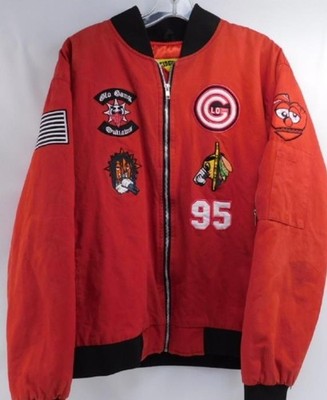Glo Gang Cappin Patched Flight Bomber Jacket / Red / Black / Adult Size XL