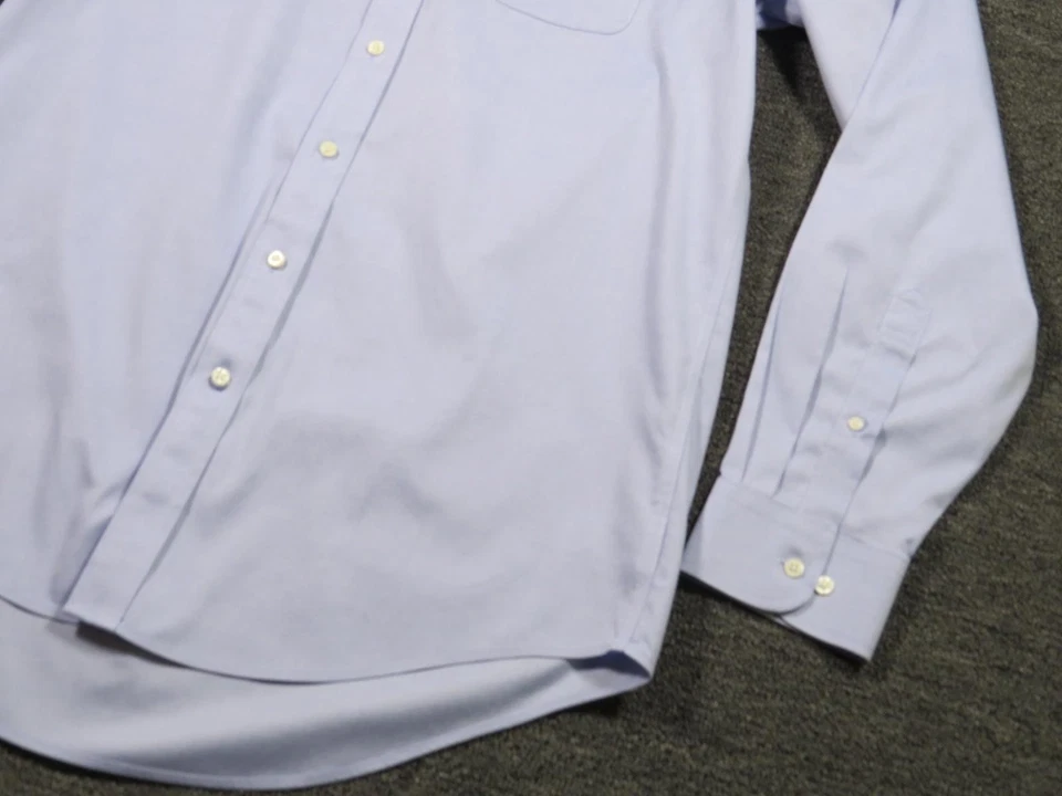 Camisa de vestir Lands' End para hombre 16,5 37 azul sin hierro Supima pinpoint abotonada Foto 4 de 4