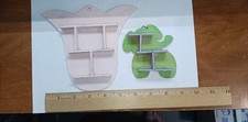 Handmade Wooden Wall Shelf Lot Butterfly Elephant Nursery Decor Pink Green
