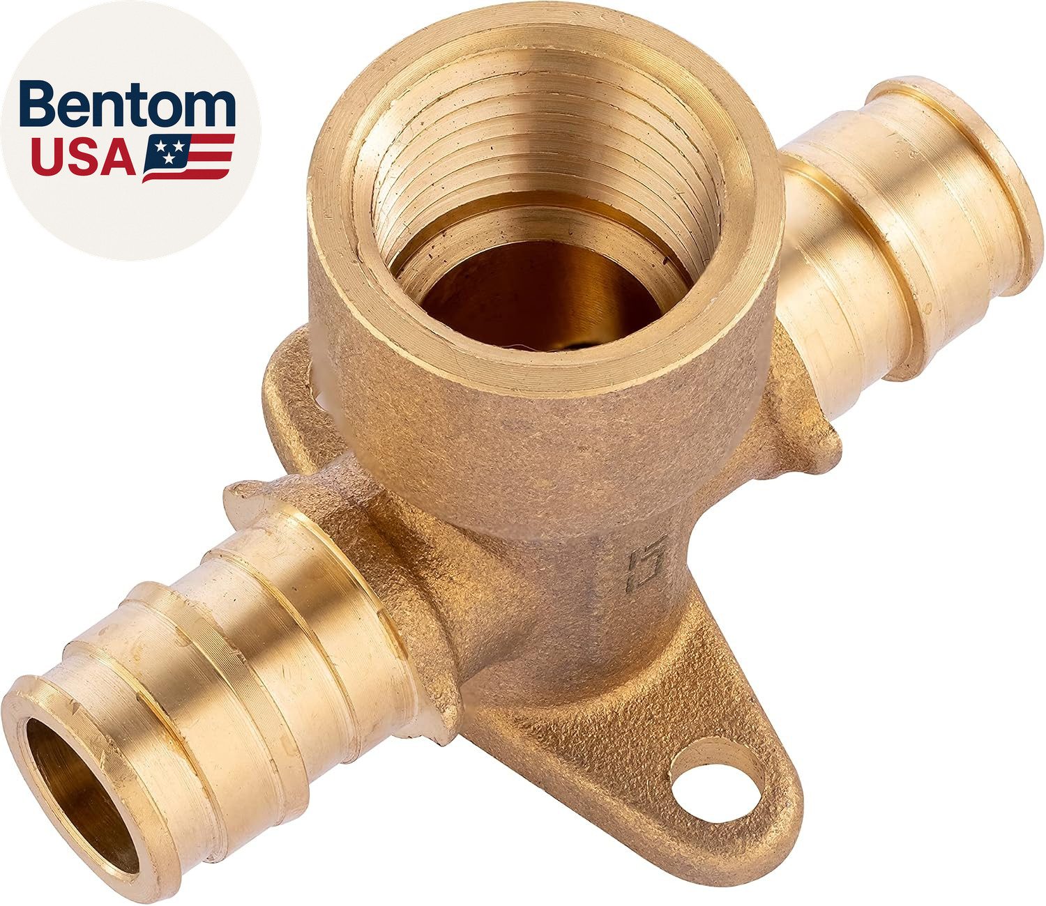 1 Piece  Pex a Brass Fittings, 1/2" Female NPT Drop-Ear Tee