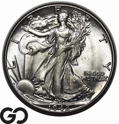 1942 Walking Liberty Half Dollar Nice Lustrous Choice BU++