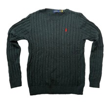 Polo Ralph Lauren Mens Hunter Green Cable-Knit Sweater Heritage Style Size M NWT