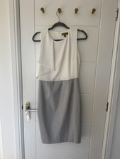 Ladies Ted Baker Size 2 UK 10 Grey/light blue Pencil Skirt Dress Work Occasion 