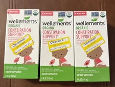 Wellements Organic Constipation Support, 6 months+, 4 fl oz, Lot Of 3