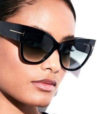 NEW TOM FORD ANOUSHKA TF371 20B BLACK/BROWN WOMEN CAT EYE 