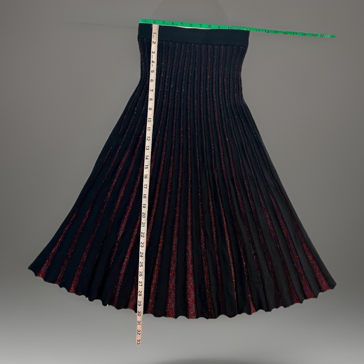 Marine Layer Black Penny Pleated Metallic Midi Skirt XS Academia Preppy Holiday