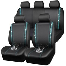 CAR PASS Bling Car Seat Covers Full Set, Shining Rhinestone Diamond Waterproo...