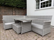 Florence Grey Rattan effect garden sofa set 7 seater ( led parasol included )