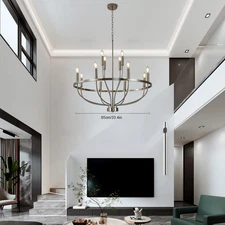 Farmhouse Industrial Chandelier Dining Rooms Round Pendant Light Fixture Decor