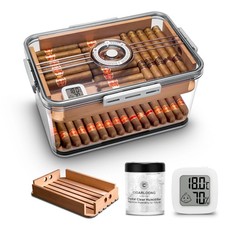 Cigar Humidor Clear Acrylic Humidor Spanish Cedar Shelf Cigar Case Box Portab...