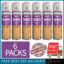 6 x CLEAR YACHT VARNISH SPRAY 250ML EXTERIOR INTERIOR WATERPROOF ALL PURPOSE NEW