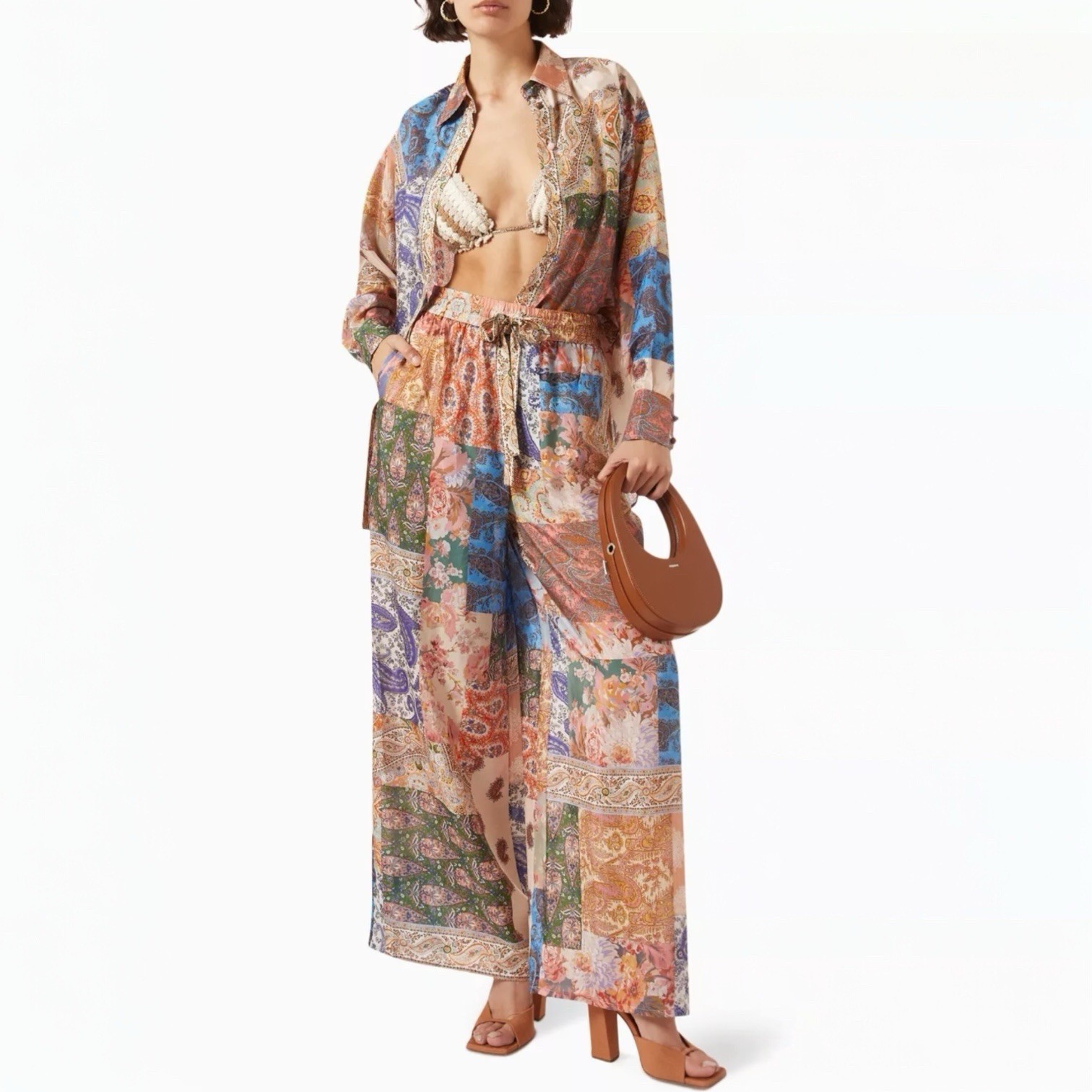 Zimmermann Devi Top + Pants Set Patchwork Paisley… - image 1