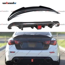 Carbon Fiber Rear Bumper Diffuser & Rear Spoiler Lip For 2014-2017 Infiniti Q50
