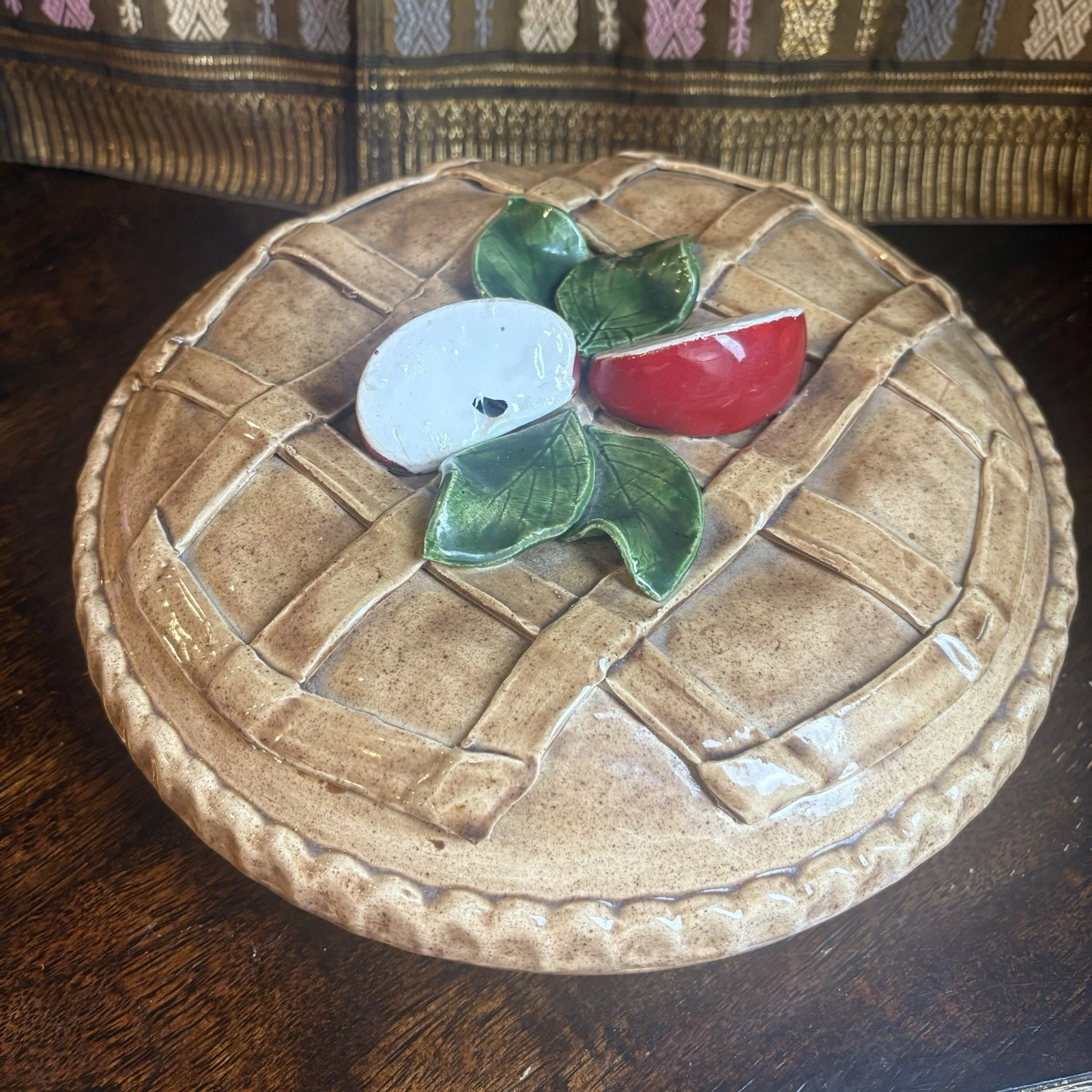 VTG Apple Pie Keeper Dish Larry Renfroe 1981 Hodge Podge Handmade Pottery Rare