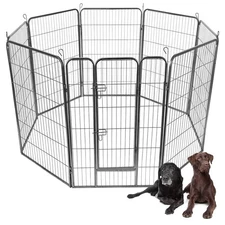 Petsjoy 8 Panel Pet Puppy Dog Playpen Door Exercise Kennel Outdoor Fence Metal