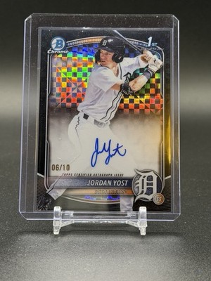 Jordan Yost 2025 Bowman Draft Chrome 1st Black X-Fractor Auto /10 #CPA-JY Tigers