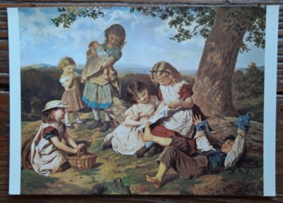 Kunstpostkarte - KINDERGESCHICHTENBUCH von Frau Sophie Anderson (geb 1823) - Birmingham