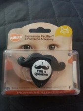 ULUBULU Expression Pacifier Mustache ACcessory 0-6 Months Paci NEW