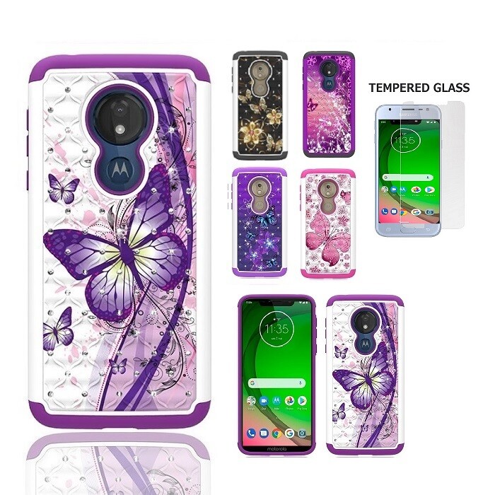 For Moto g7 Optimo Studded Rhinestone Crystal Bling Cover