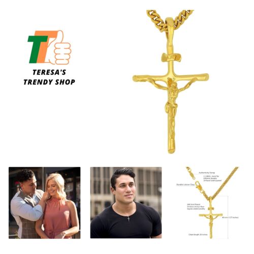 Classic Cross Necklace for Men & Women 24k Real Gold Plated