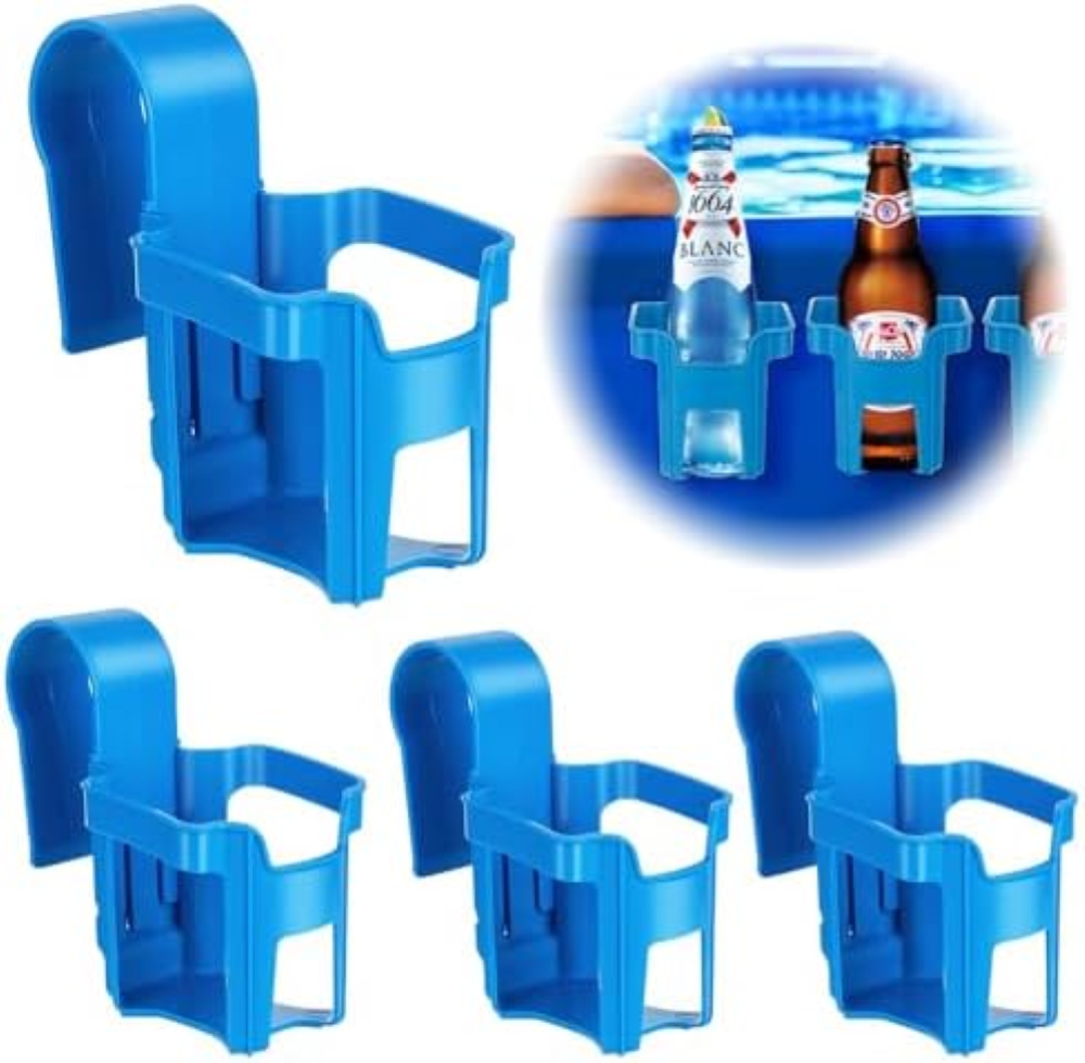 Portabevande da piscina, 4 pezzi, per bordo piscina, in plastica, multifunzione,
